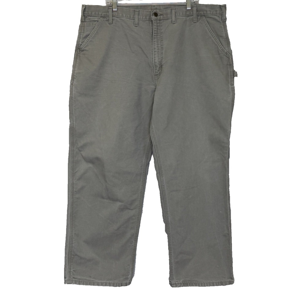 Carhartt Carpenter Pants Mens 44x30 Beige Duck Dungaree Fit‎ Cotton B11 Workwear